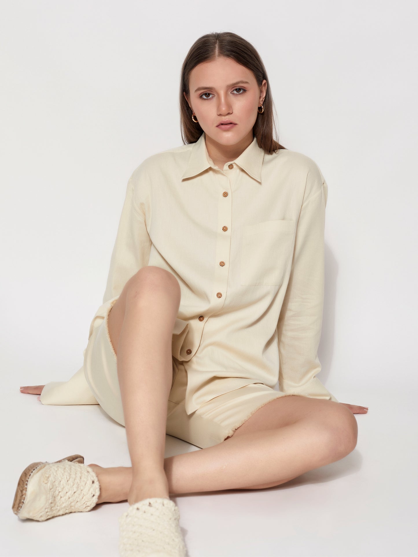 Natural Collared Long Shirt