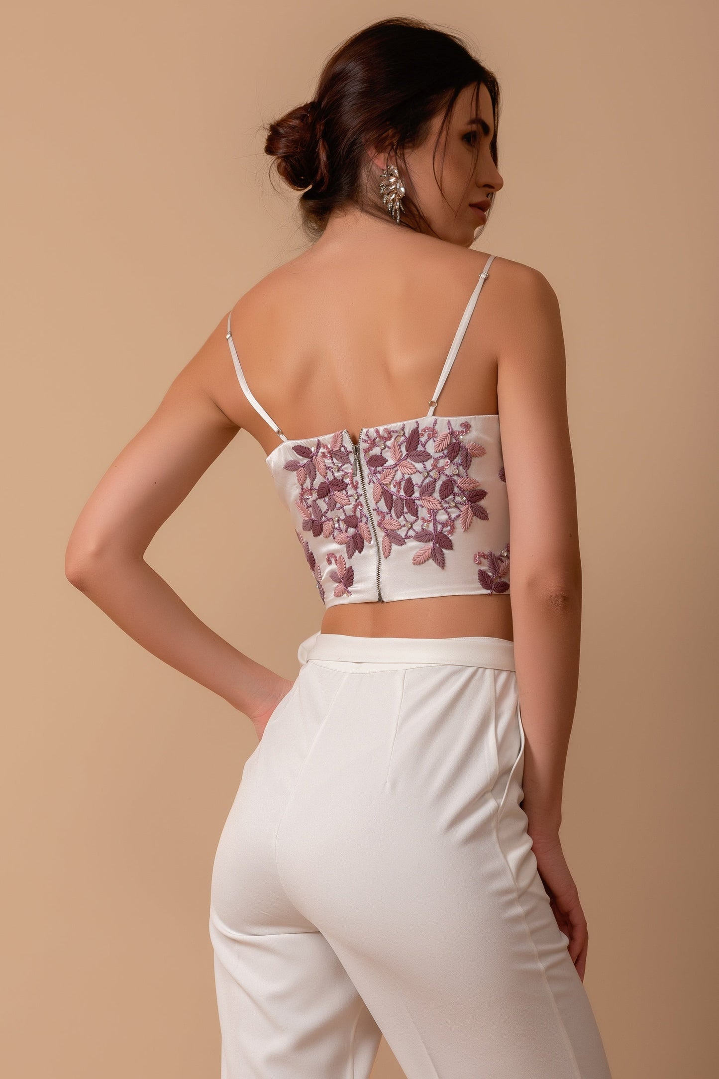 Embroidered Bustier Crop Top